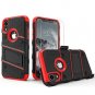 iPhone XR Case Military Grade Drop Tested Tempered Glass Screen Kickstand Red