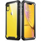 Full-Body Rugged Clear Black Case with Built-in Screen Protector for iPhone XR