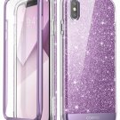 For iPhone Xs Max Case Cosmo FullBody Bling Glitter Sparkle Clear Bumper Purple