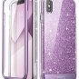 For iPhone Xs Max Case Cosmo FullBody Bling Glitter Sparkle Clear Bumper Purple
