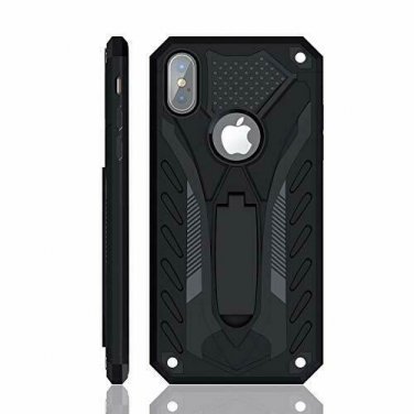 For iPhone X/Xs Case Military Grade 12ft. Drop Tested Protective Kickstand Black