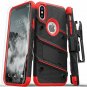 For iPhone X/XS Case Military Grade Drop Tested with Screen Protector Black RED