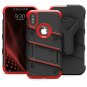 For iPhone X/XS Case Military Grade Drop Tested with Screen Protector Black RED