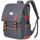 Laptop Backpack Vintage with USB Charging Port Fashion Backpack Fits Grey
