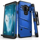 For Samsung Galaxy S9 Plus Case Military Grade Drop Tested Tempered Glass Blue