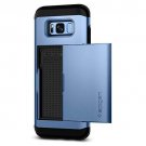 For Samsung Galaxy S8 Case Slim Dual Layer Wallet Card Slot Holder Coral Blue