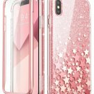 For iPhone Xs Max Case Builtin Screen Protector Cosmo FullBody Glitter Pink