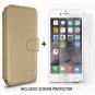 For iPhone 6S Plus Wallet case Faux Leather Ultra-Strong Magnetic Closure Gold
