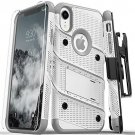 iPhone XR Case Military Grade Drop Tested Tempered Glass Screen White Gray