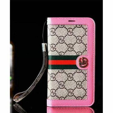 For iPhone 7/8 Wallet Case New Elegant Luxury Leather with Card Pink GG