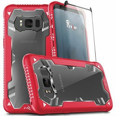 For Samsung Galaxy S8 Plus Case Military Grade Drop Tested Heavy Duty RED Clear