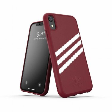 For iPhone XR case adidas Originals Moulded Suede 3Stripes Collegiate/Burgundy
