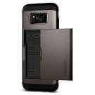 For Samsung Galaxy S8 Case Slim Dual Layer Wallet Card Slot Holder Gunmetal