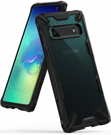For Galaxy S10 Case SemiOpaque PC BackTPU Bumper Stylish Protection Carbonfiber