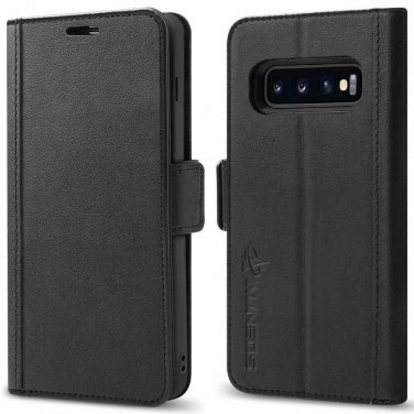 For Galaxy S10 Wallet Case 3D Full Cover Premium Leather Card Slot Black