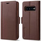 For Galaxy S10 Wallet Case 3D Full Cover Premium Leather Card Slot Brown