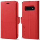 Galaxy S10E Wallet Case Full Cover Premium Leather Card Slot Genuine Red