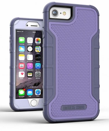 iPhone 8 Tough Case w/Built Screen Protector American Armor Heavy Duty purple