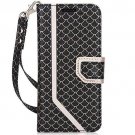 For Samsung Galaxy S8 Case Leather Wallet Flip Folio Mirror Wrist Strap Dark