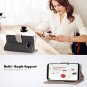 For Samsung Galaxy S8 Case Leather Wallet Flip Folio Mirror Wrist Strap Dark
