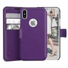 For iPhone X/Xs Wallet case Ultra-Strong Magnetic Closure Faux Leather Purple