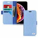 For iPhone Xs Max Case Premium Leather Handmade Flip Folio Wallet Magnetic Navy