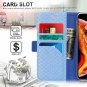 For iPhone Xs Max Case Premium Leather Handmade Flip Folio Wallet Magnetic Navy