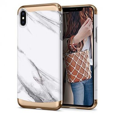 For iPhone Xs MAX Case Colene Collection Marble Slim PC Designed White Marble