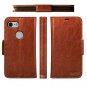 For Google Pixel 3 Case Premium Vegan Leather 2-Way Stand Flip Folding Brown