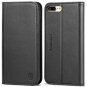 For iPhone 7/8 Plus Case Genuine Leather Wallet Credit Card Slot Magnetic Black