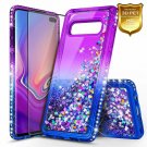 For Samsung Galaxy S10e Case Glitter Liquid Sparkle Waterfall Shockproof Blue