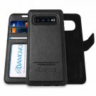 For Samsung Galaxy S10 Plus Case Wallet Wrist Strap Genuine Leather Black