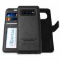 For Samsung Galaxy S10 Plus Case Wallet Wrist Strap Genuine Leather Black