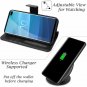For Samsung Galaxy S10 Plus Case Wallet Wrist Strap Genuine Leather Black