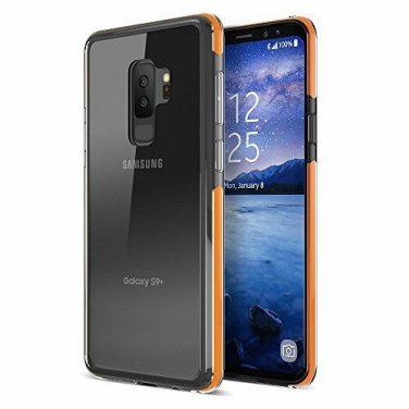 for Samsung Galaxy S9 Plus Case HyperPro Gel Protection Hand Grip Clear/Orange