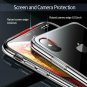For iPhone Xs Max Tempered Glass Soft Silicone Bumper Shock Absorption Clear