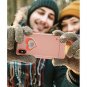 For iPhone Xs/X Case Heart Shape Dual Layer Protection Hybrid Bumper Coral Pink