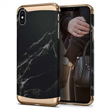 For iPhone Xs MAX Case Colene Collection Marble Slim PC Designed Black Marble