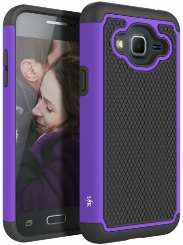 For J3 Case Prime Shock Absorption Hybrid Armor Defender Protective Purple