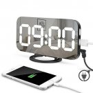 Digital Alarm Clocκ Modern LED Mirror Nightstand Dual USB Adjustable Brightness