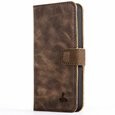For iPhone 5 / 5s / SE Case Vintage Collection Nubuck Leather Chestnut Brown