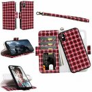 For iPhone X/Xs Case Wallet Wrist Strap Card Slot Flip Folio Leather Lattice 2