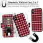 For iPhone X/Xs Case Wallet Wrist Strap Card Slot Flip Folio Leather Lattice 2
