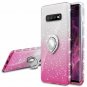 For Samsung Galaxy S10 Plus Glitter Gradient Ombre Case Ring Holder Silver Pink