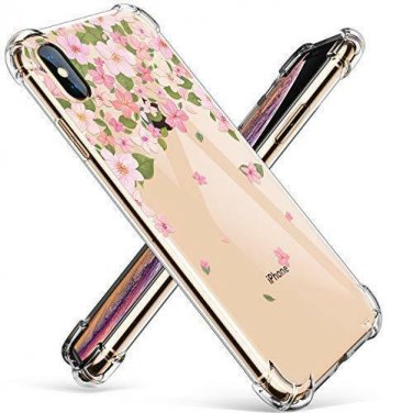 iPhone Xs Max Case Flower Pattern Design Soft & Flexible TPU Cover Pink Sakura