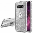 For Samsung Galaxy S10 Plus Glitter Gradient Ombre Case Ring Holder Silver