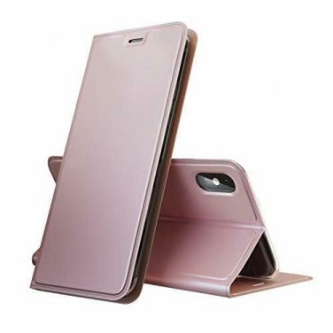 For iPhone X/Xs Case Leather Flip Folio Slim Fit Purse Wallet Card Holder Rose