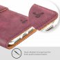 For iPhone XS/X Case Luxury Genuine Leather Wallet Viewing Card Slots Plum