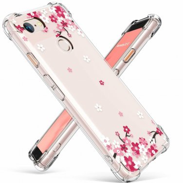 For Google Pixel 3 Case Flower Pattern Design Soft Flexible TPU Peach/Pink