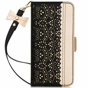 For Samsung Galaxy S10e Case Wallet Luxurious Carved Inside Mirror Black